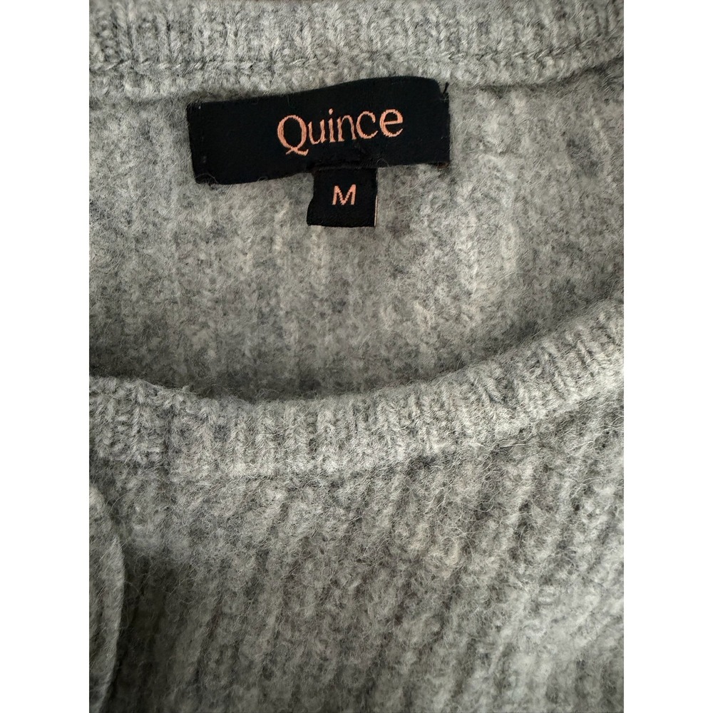 Quince Girls Gray 100% Yak Wool Ribbed Cardigan Sweater Sz M (L) Preppy (READ) - Picture 4 of 7